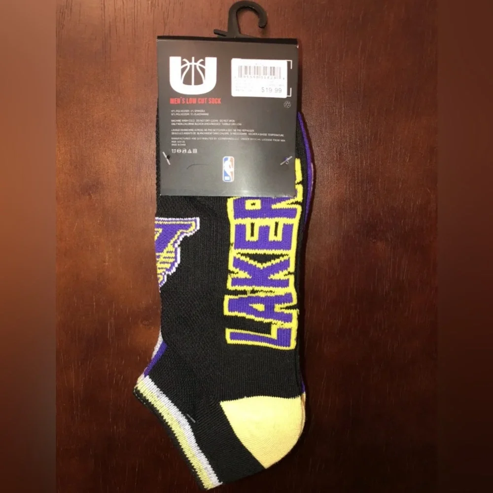 NBA Ultra Game Los Angeles Lakers Men’s Low Cut Socks - 3 Pair - Shoe Size 6-12